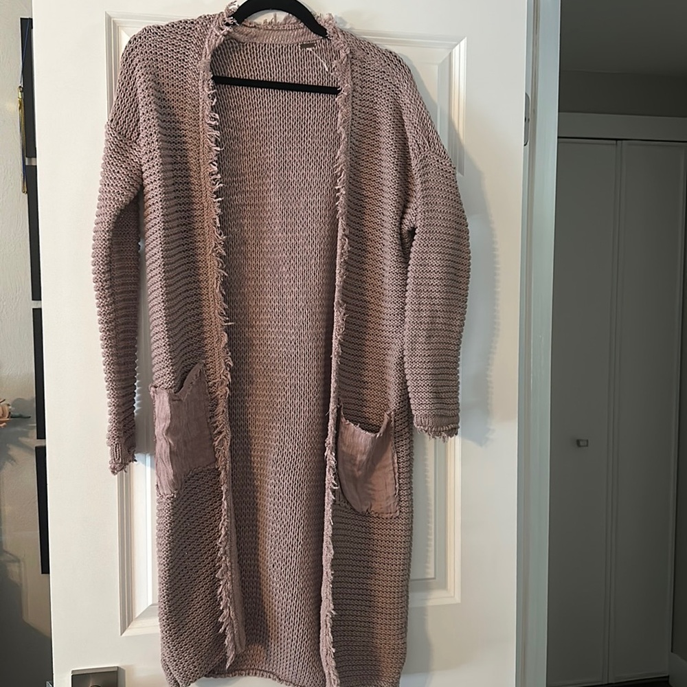 Free People Crochet Cardigan Sweater- Rose- XS